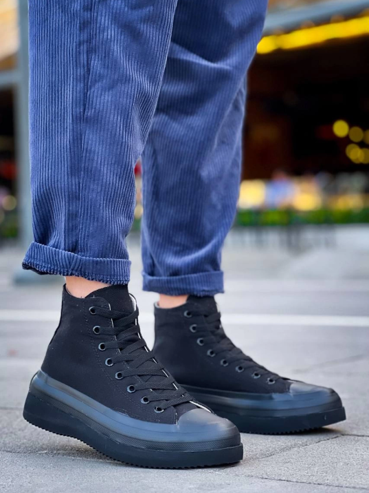 KB-CX-3 Kuback Uzun Siyah Keten Siyah Yüksek Taban Spor Ayakkabı KB-CX-3 Kuback Uzun Siyah Keten Siyah Yüksek Taban Spor Ayakkabı