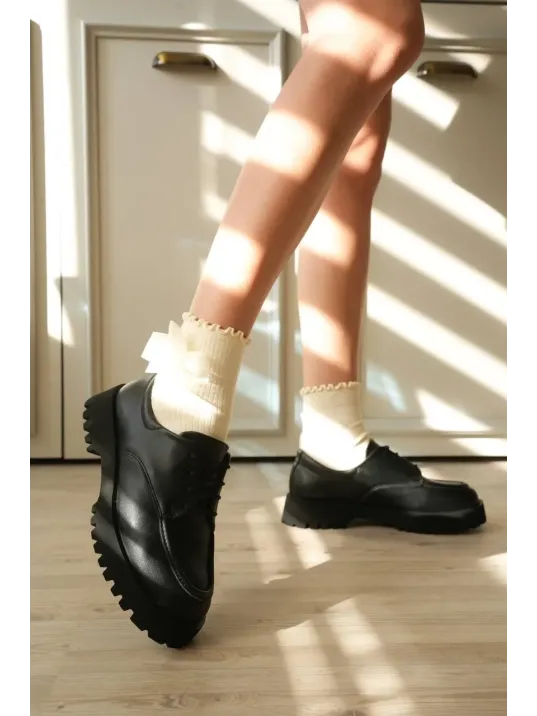 Kb-kx6 Kuback Kömür Cilt Bağcıklı Günlük Unisex Ayakkabı