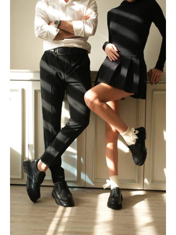 Kb-kx6 Kuback Kömür Cilt Bağcıklı Günlük Unisex Ayakkabı