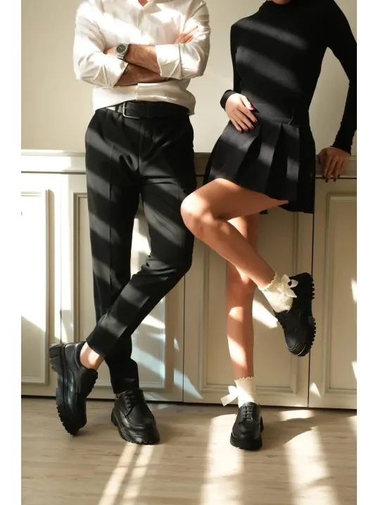 Kb-kx6 Kuback Kömür Cilt Bağcıklı Günlük Unisex Ayakkabı