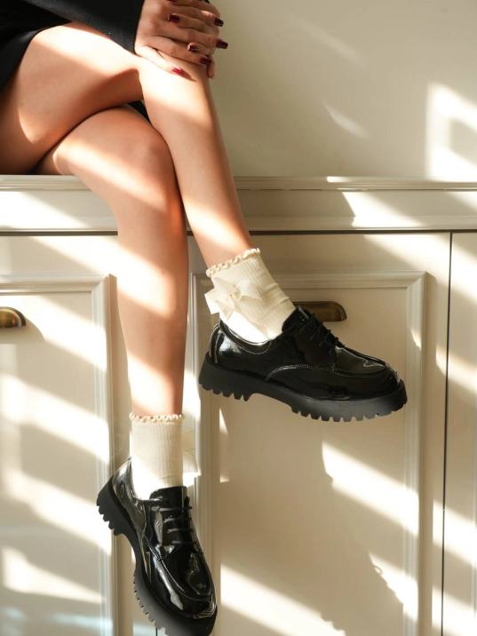 Kb-kx6 Kuback Kömür Rugan Bağcıklı Günlük Unisex Ayakkabı