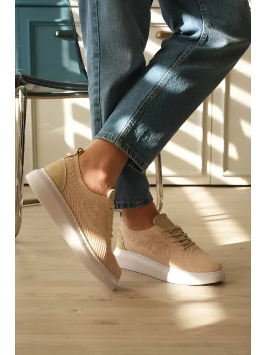 Kb-m101 Kuback Bej Triko Bağcıklı Günlük Erkek Ayakkabı