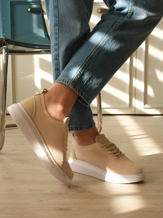 Kb-m101 Kuback Bej Triko Bağcıklı Günlük Erkek Ayakkabı