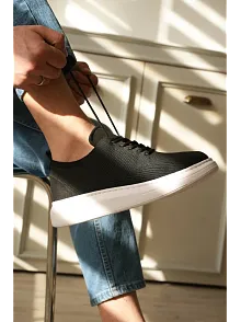 Kb-m101 Kuback Siyah Triko Bağcıklı Günlük Erkek Ayakkabı
