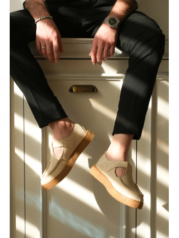 Kb-t30 Kuback Bej Kahve Taban Günlük Erkek Sandalet