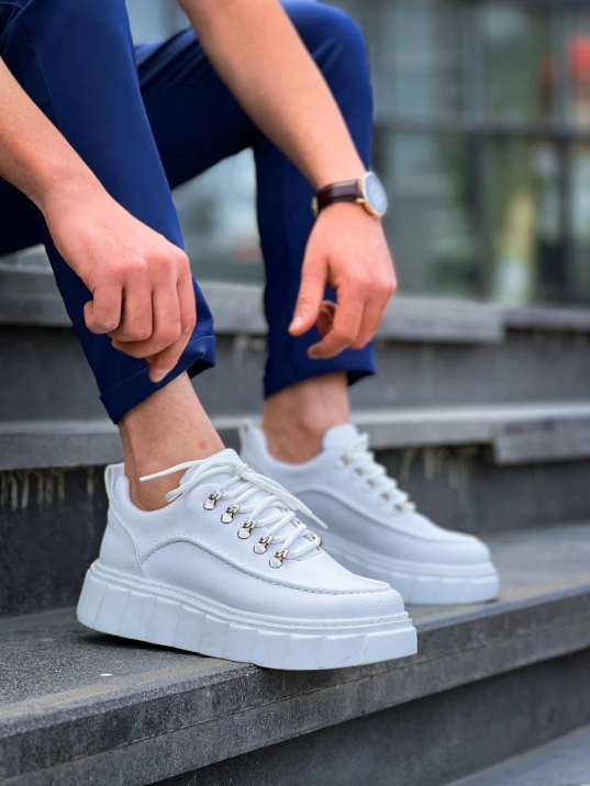 KB-X10 Kuback Beyaz Cilt  Beyaz Yüksek Taban Günlük Spor Ayakkabı KB-X10 Kuback Beyaz Cilt  Beyaz Yüksek Taban Günlük Spor Ayakkabı