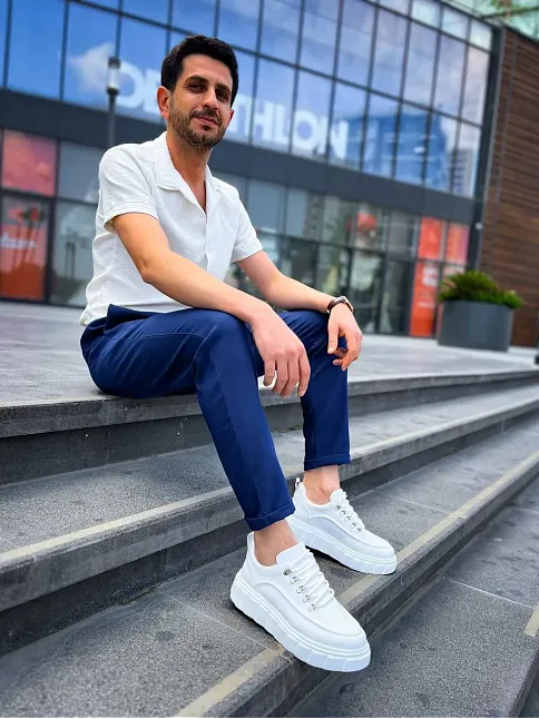 Kb-x10 Kuback Beyaz Cilt  Beyaz Yüksek Taban Günlük Spor Ayakkabı