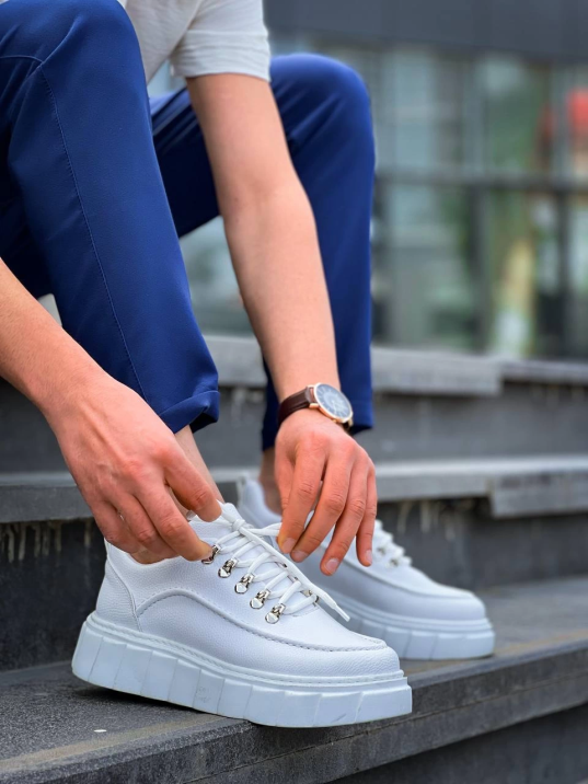 KB-X10 Kuback Beyaz Cilt  Beyaz Yüksek Taban Günlük Spor Ayakkabı KB-X10 Kuback Beyaz Cilt  Beyaz Yüksek Taban Günlük Spor Ayakkabı