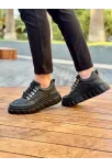 Kb-x10 Kuback Kömür Cilt Yüksek Taban Günlük Spor Ayakkabı
