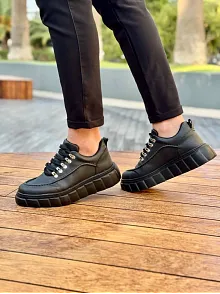 Kb-x10 Kuback Kömür Cilt Yüksek Taban Günlük Spor Ayakkabı