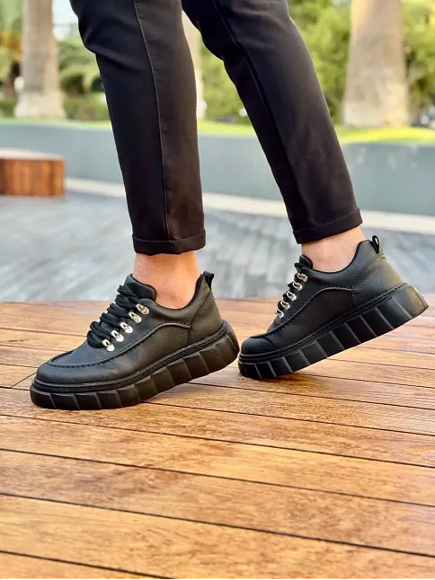 Kb-x10 Kuback Kömür Cilt Yüksek Taban Günlük Spor Ayakkabı