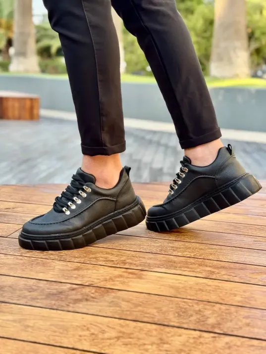 Kb-x10 Kuback Kömür Cilt Yüksek Taban Günlük Spor Ayakkabı