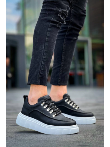 KB-X10 Kuback Siyah Cilt  Beyaz Yüksek Taban Günlük Spor Ayakkabı KB-X10 Kuback Siyah Cilt  Beyaz Yüksek Taban Günlük Spor Ayakkabı