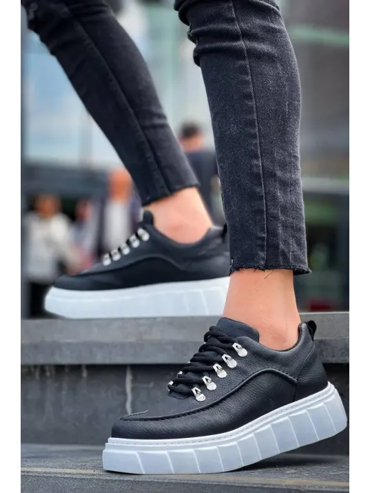 Kb-x10 Kuback Siyah Cilt Beyaz Yüksek Taban Günlük Spor Ayakkabı Kb-x10 Kuback Siyah Cilt Beyaz Yüksek Taban Günlük Spor Ayakkabı