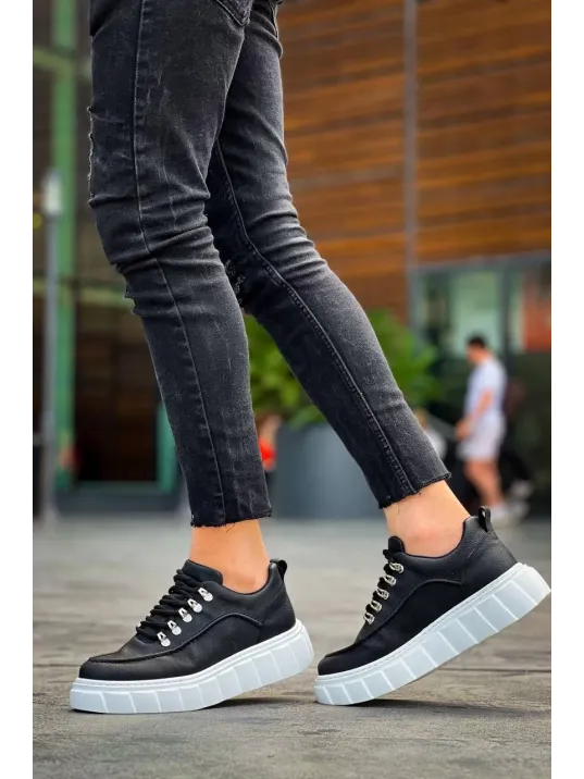 Kb-x10 Kuback Siyah Cilt Beyaz Yüksek Taban Günlük Spor Ayakkabı Kb-x10 Kuback Siyah Cilt Beyaz Yüksek Taban Günlük Spor Ayakkabı