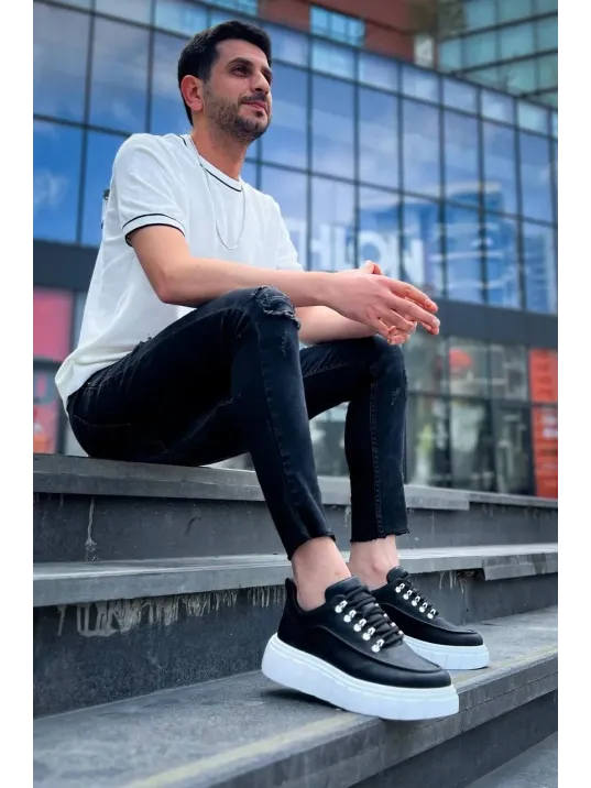 Kb-x10 Kuback Siyah Cilt Beyaz Yüksek Taban Günlük Spor Ayakkabı Kb-x10 Kuback Siyah Cilt Beyaz Yüksek Taban Günlük Spor Ayakkabı