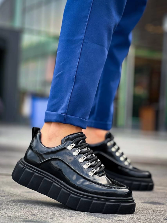 KB-X10 Kuback Siyah Rugan Siyah Yüksek Taban Günlük Spor Ayakkabı KB-X10 Kuback Siyah Rugan Siyah Yüksek Taban Günlük Spor Ayakkabı