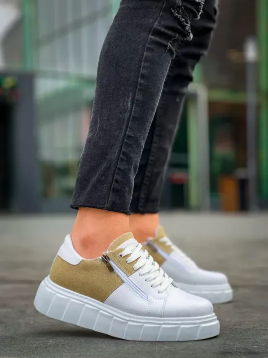 Kb-x155 Kuback Beyaz Cilt Bej Süet Detaylı Beyaz Yüksek Taban Günlük Spor Ayakkabı Kb-x155 Kuback Beyaz Cilt Bej Süet Detaylı Beyaz Yüksek Taban Günlük Spor Ayakkabı