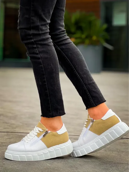 Kb-x155 Kuback Beyaz Cilt Bej Süet Detaylı Beyaz Yüksek Taban Günlük Spor Ayakkabı Kb-x155 Kuback Beyaz Cilt Bej Süet Detaylı Beyaz Yüksek Taban Günlük Spor Ayakkabı