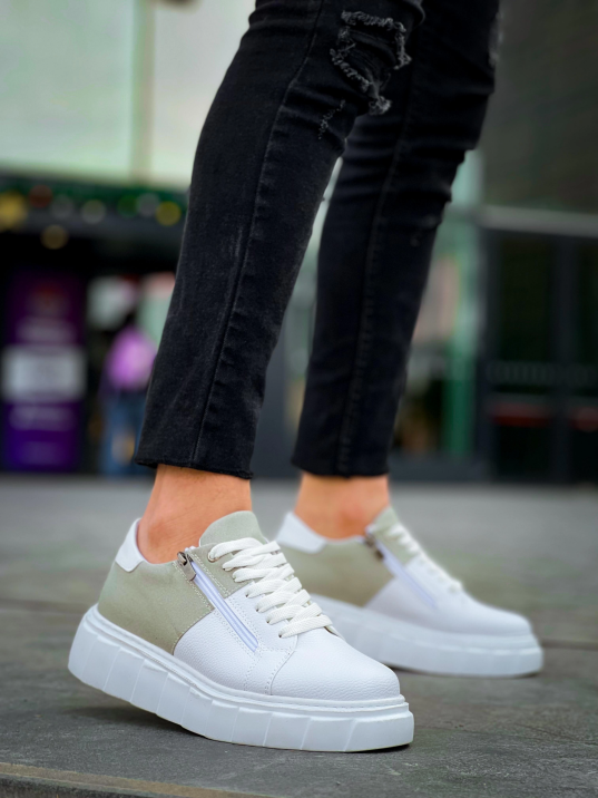 KB-X155 Kuback Beyaz Cilt Gri Süet Detaylı Beyaz Yüksek Taban Günlük Spor Ayakkabı KB-X155 Kuback Beyaz Cilt Gri Süet Detaylı Beyaz Yüksek Taban Günlük Spor Ayakkabı