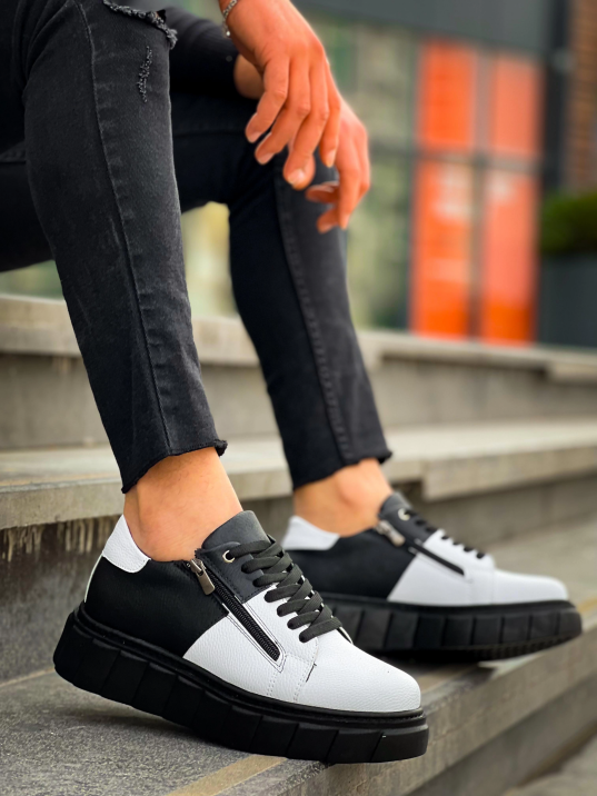 KB-X155 Kuback Beyaz Cilt Siyah Cilt Detaylı Siyah Yüksek Taban Günlük Spor Ayakkabı KB-X155 Kuback Beyaz Cilt Siyah Cilt Detaylı Siyah Yüksek Taban Günlük Spor Ayakkabı