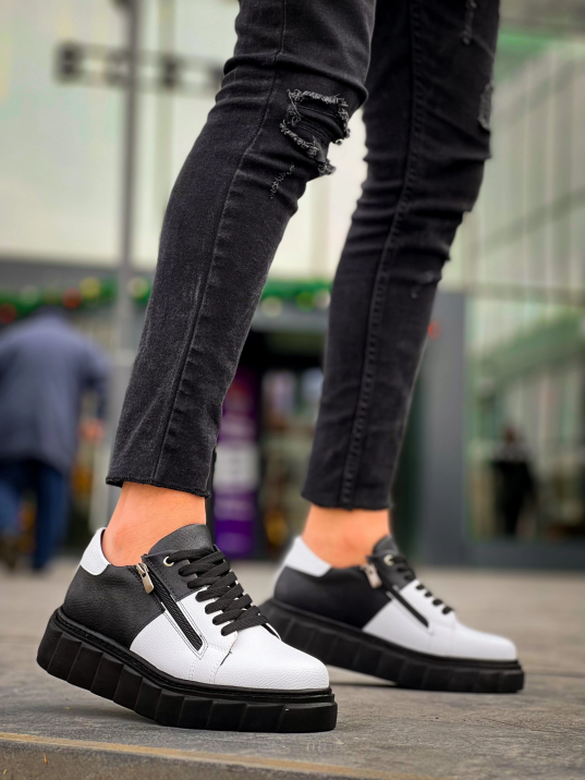 KB-X155 Kuback Beyaz Cilt Siyah Cilt Detaylı Siyah Yüksek Taban Günlük Spor Ayakkabı KB-X155 Kuback Beyaz Cilt Siyah Cilt Detaylı Siyah Yüksek Taban Günlük Spor Ayakkabı