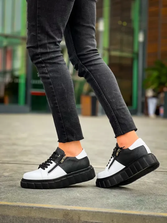 Kb-x155 Kuback Beyaz Cilt Siyah Cilt Detaylı Siyah Yüksek Taban Günlük Spor Ayakkabı Kb-x155 Kuback Beyaz Cilt Siyah Cilt Detaylı Siyah Yüksek Taban Günlük Spor Ayakkabı