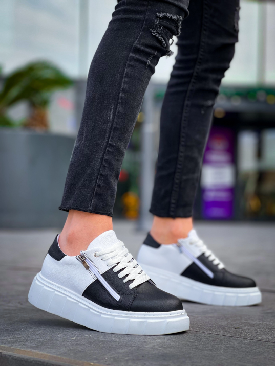 KB-X155 Kuback Siyah Cilt Beyaz Cilt Detaylı Beyaz Yüksek Taban Günlük Spor Ayakkabı KB-X155 Kuback Siyah Cilt Beyaz Cilt Detaylı Beyaz Yüksek Taban Günlük Spor Ayakkabı