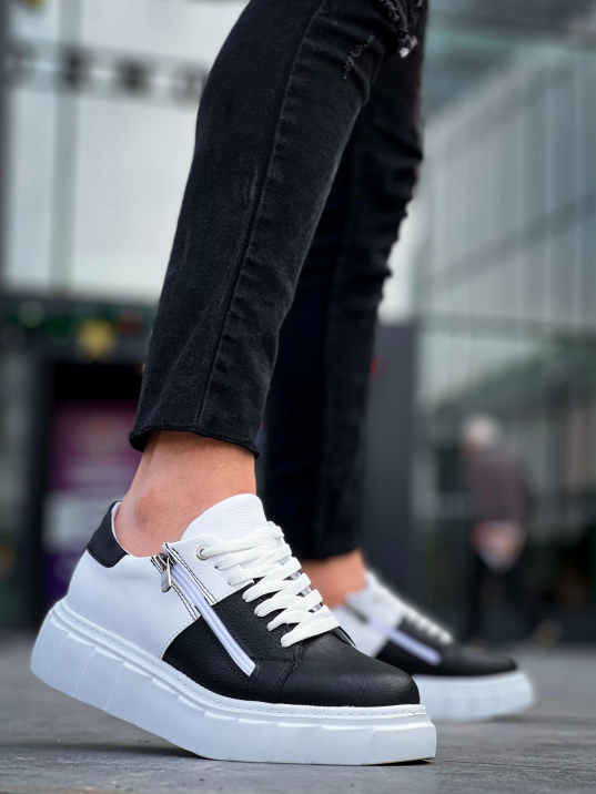 KB-X155 Kuback Siyah Cilt Beyaz Cilt Detaylı Beyaz Yüksek Taban Günlük Spor Ayakkabı KB-X155 Kuback Siyah Cilt Beyaz Cilt Detaylı Beyaz Yüksek Taban Günlük Spor Ayakkabı