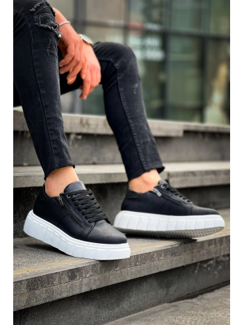 KB-X155 Kuback Siyah Cilt Detaylı Beyaz Yüksek Taban Günlük Spor Ayakkabı KB-X155 Kuback Siyah Cilt Detaylı Beyaz Yüksek Taban Günlük Spor Ayakkabı