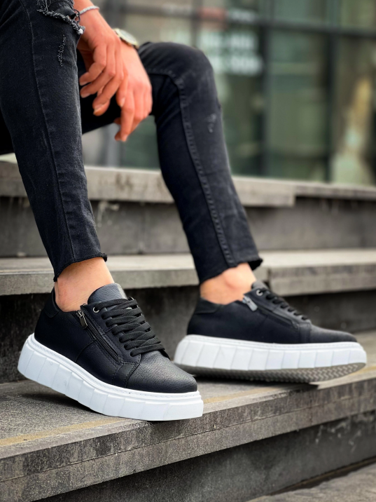 KB-X155 Kuback Siyah Cilt Detaylı Beyaz Yüksek Taban Günlük Spor Ayakkabı KB-X155 Kuback Siyah Cilt Detaylı Beyaz Yüksek Taban Günlük Spor Ayakkabı