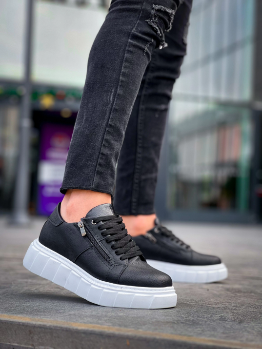 KB-X155 Kuback Siyah Cilt Detaylı Beyaz Yüksek Taban Günlük Spor Ayakkabı KB-X155 Kuback Siyah Cilt Detaylı Beyaz Yüksek Taban Günlük Spor Ayakkabı