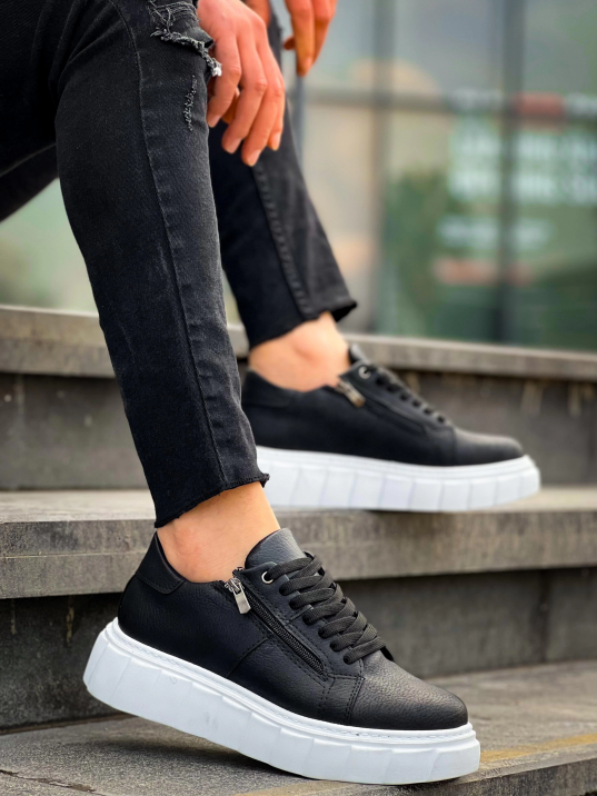 KB-X155 Kuback Siyah Cilt Detaylı Beyaz Yüksek Taban Günlük Spor Ayakkabı KB-X155 Kuback Siyah Cilt Detaylı Beyaz Yüksek Taban Günlük Spor Ayakkabı