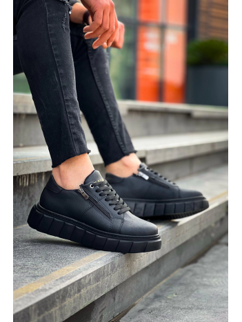 KB-X155 Kuback Siyah Cilt Detaylı Siyah Yüksek Taban Günlük Spor Ayakkabı KB-X155 Kuback Siyah Cilt Detaylı Siyah Yüksek Taban Günlük Spor Ayakkabı