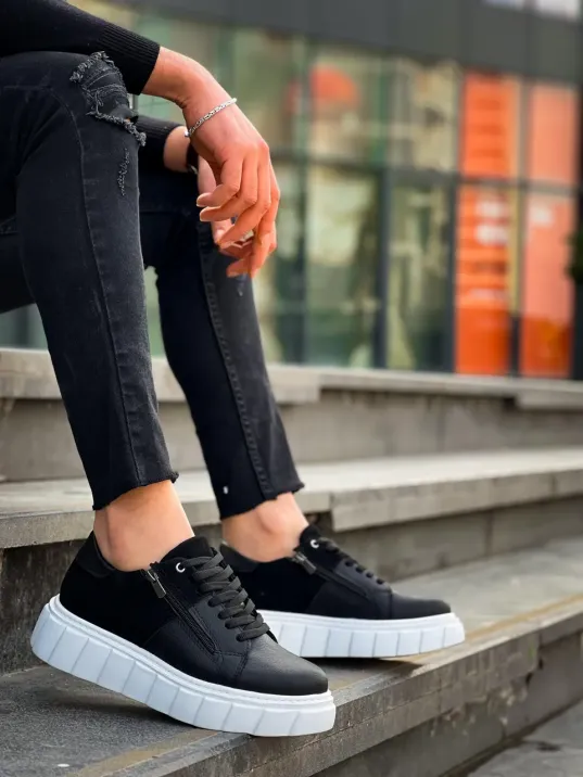 Kb-x155 Kuback Siyah Cilt Siyah Süet Detaylı Beyaz Yüksek Taban Günlük Spor Ayakkabı Kb-x155 Kuback Siyah Cilt Siyah Süet Detaylı Beyaz Yüksek Taban Günlük Spor Ayakkabı