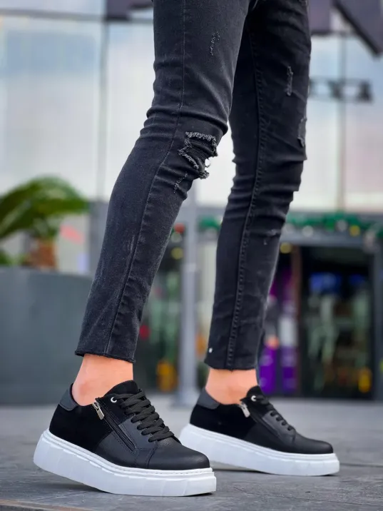 Kb-x155 Kuback Siyah Cilt Siyah Süet Detaylı Beyaz Yüksek Taban Günlük Spor Ayakkabı Kb-x155 Kuback Siyah Cilt Siyah Süet Detaylı Beyaz Yüksek Taban Günlük Spor Ayakkabı