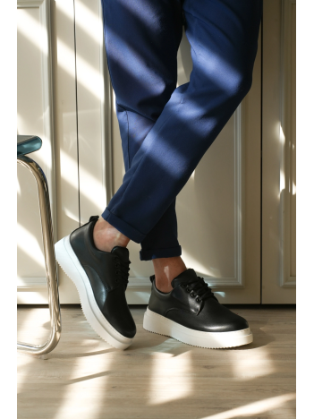 Kb-x16 Kuback Siyah Cilt Günlük Erkek Ayakkabı