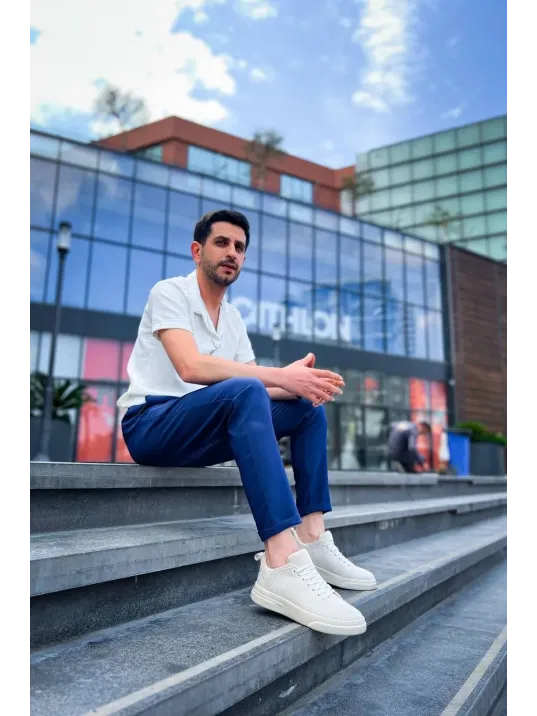 Kb-x204 Kuback Bej Keten Bej Yüksek Taban Günlük Erkek Spor Ayakkabı