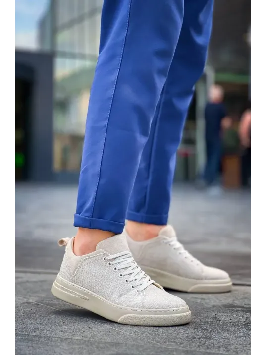 Kb-x204 Kuback Bej Keten Bej Yüksek Taban Günlük Erkek Spor Ayakkabı