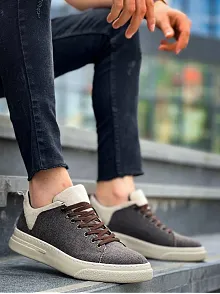 Kb-x204 Kuback Taba Bej Keten Bej Yüksek Taban Günlük Erkek Spor Ayakkabı