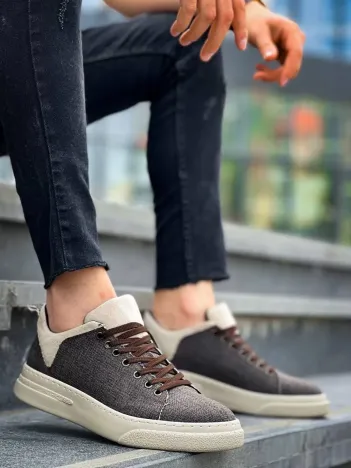 Kb-x204 Kuback Taba Bej Keten Bej Yüksek Taban Günlük Erkek Spor Ayakkabı