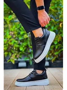Kb-x3  Kuback Siyah Cilt  Bağcıklı  Günlük Erkek  Ayakkabı