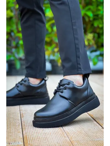 Kb-x3  Kuback Siyah Cilt Siyah Taban Bağcıklı  Günlük Erkek  Ayakkabı