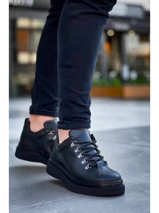 Kb-x4 Kuback Siyah Cilt Siyah Yüksek Taban Bağcıklı Günlük Erkek Ayakkabı Kb-x4 Kuback Siyah Cilt Siyah Yüksek Taban Bağcıklı Günlük Erkek Ayakkabı