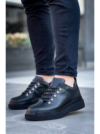 KB-X4  Kuback Siyah Cilt Siyah Yüksek Taban Bağcıklı Günlük Erkek Ayakkabı KB-X4  Kuback Siyah Cilt Siyah Yüksek Taban Bağcıklı Günlük Erkek Ayakkabı