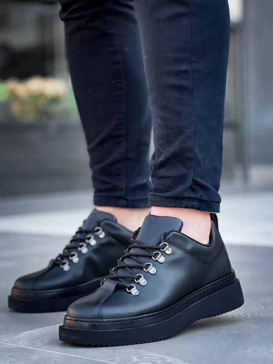 KB-X4  Kuback Siyah Cilt Siyah Yüksek Taban Bağcıklı Günlük Erkek Ayakkabı KB-X4  Kuback Siyah Cilt Siyah Yüksek Taban Bağcıklı Günlük Erkek Ayakkabı