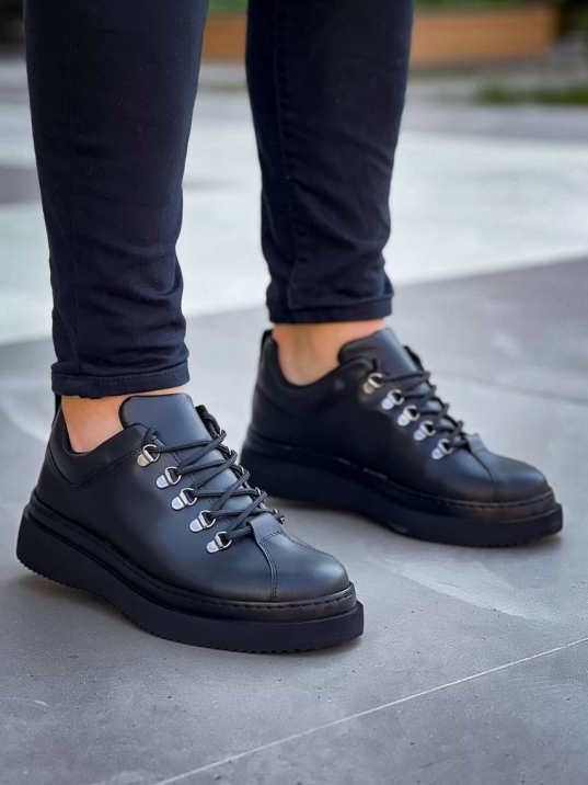 KB-X4  Kuback Siyah Cilt Siyah Yüksek Taban Bağcıklı Günlük Erkek Ayakkabı KB-X4  Kuback Siyah Cilt Siyah Yüksek Taban Bağcıklı Günlük Erkek Ayakkabı