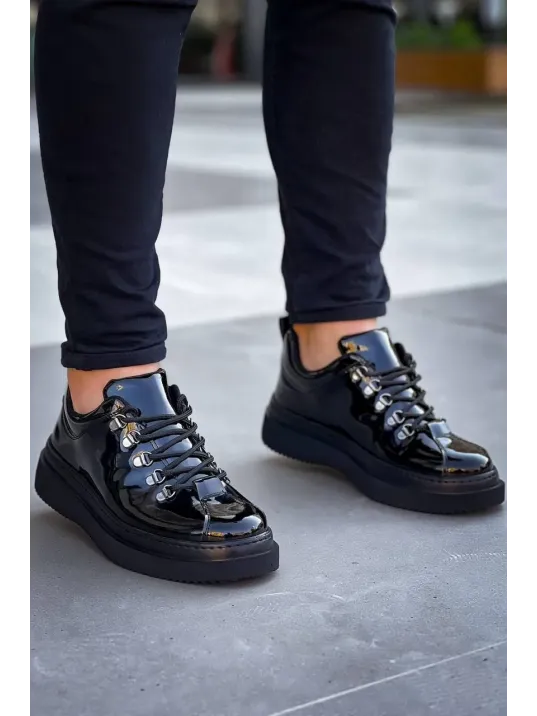 Kb-x4 Kuback Siyah Rugan Siyah Yüksek Taban Bağcıklı Günlük Erkek Ayakkabı Kb-x4 Kuback Siyah Rugan Siyah Yüksek Taban Bağcıklı Günlük Erkek Ayakkabı