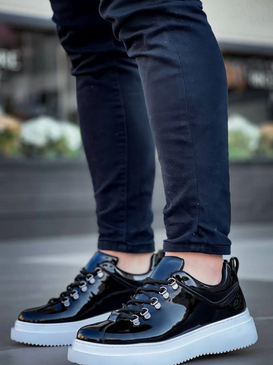 KB-X4  Kuback Siyah Rugan Yüksek Taban Bağcıklı Günlük Erkek Ayakkabı KB-X4  Kuback Siyah Rugan Yüksek Taban Bağcıklı Günlük Erkek Ayakkabı