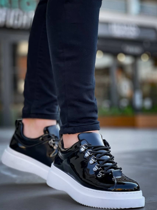 KB-X4  Kuback Siyah Rugan Yüksek Taban Bağcıklı Günlük Erkek Ayakkabı KB-X4  Kuback Siyah Rugan Yüksek Taban Bağcıklı Günlük Erkek Ayakkabı